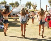 women in short skirts at RV show